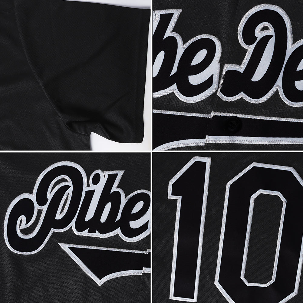 Custom Black White-Gray Authentic Throwback Rib-Knit Baseball Jersey Shirt