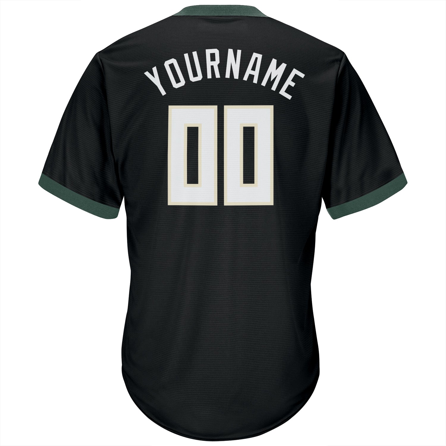 Custom Black White-Hunter Green Authentic Throwback Rib-Knit Baseball Jersey Shirt