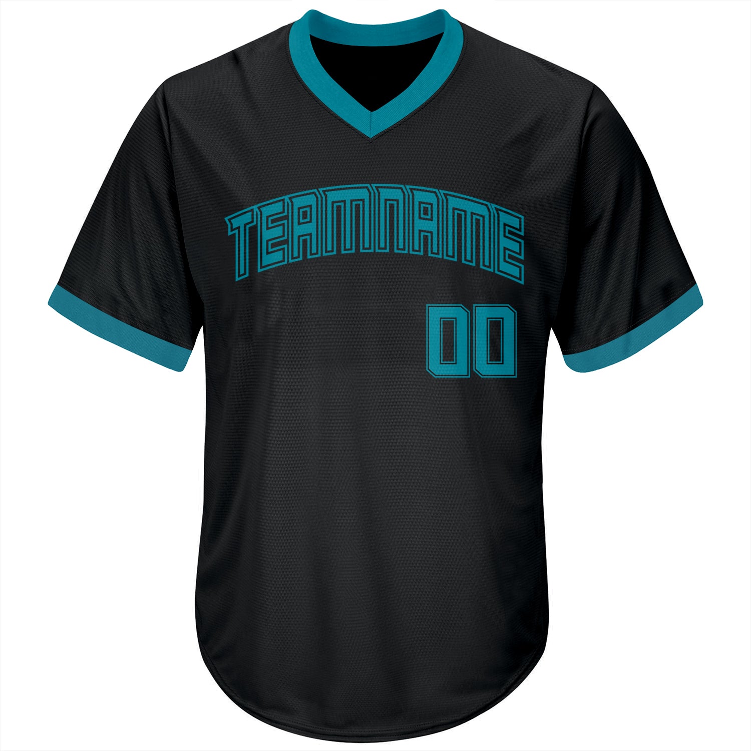 Custom Black Teal-Black Authentic Throwback Rib-Knit Baseball Jersey Shirt Youth Size:L