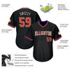 Custom Black Orange-Gray Authentic Throwback Rib-Knit Baseball Jersey Shirt