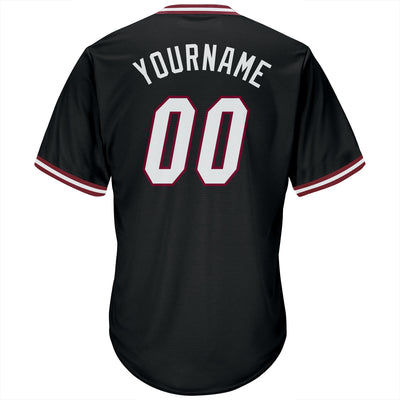 Custom Black White-Maroon Authentic Throwback Rib-Knit Baseball Jersey Shirt