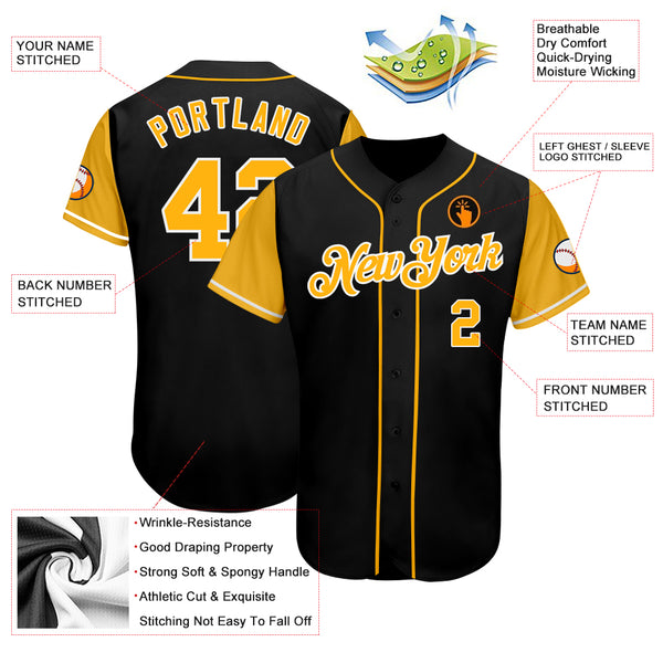 Custom Black Gold-White Baseball Jersey – FanCustom