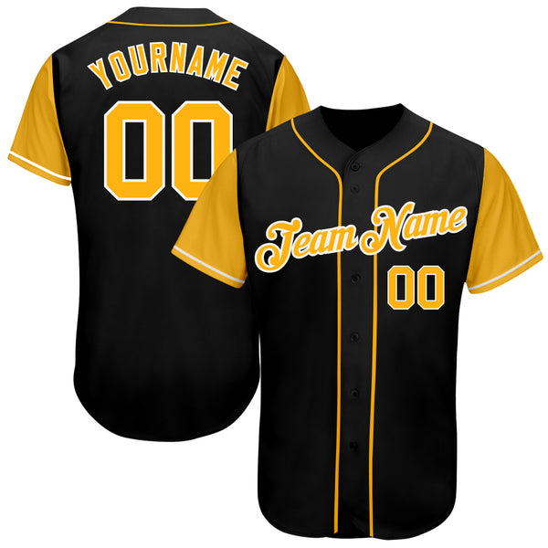 Custom Black Gold-White Authentic Two Tone Baseball Jersey Men's Size:XL