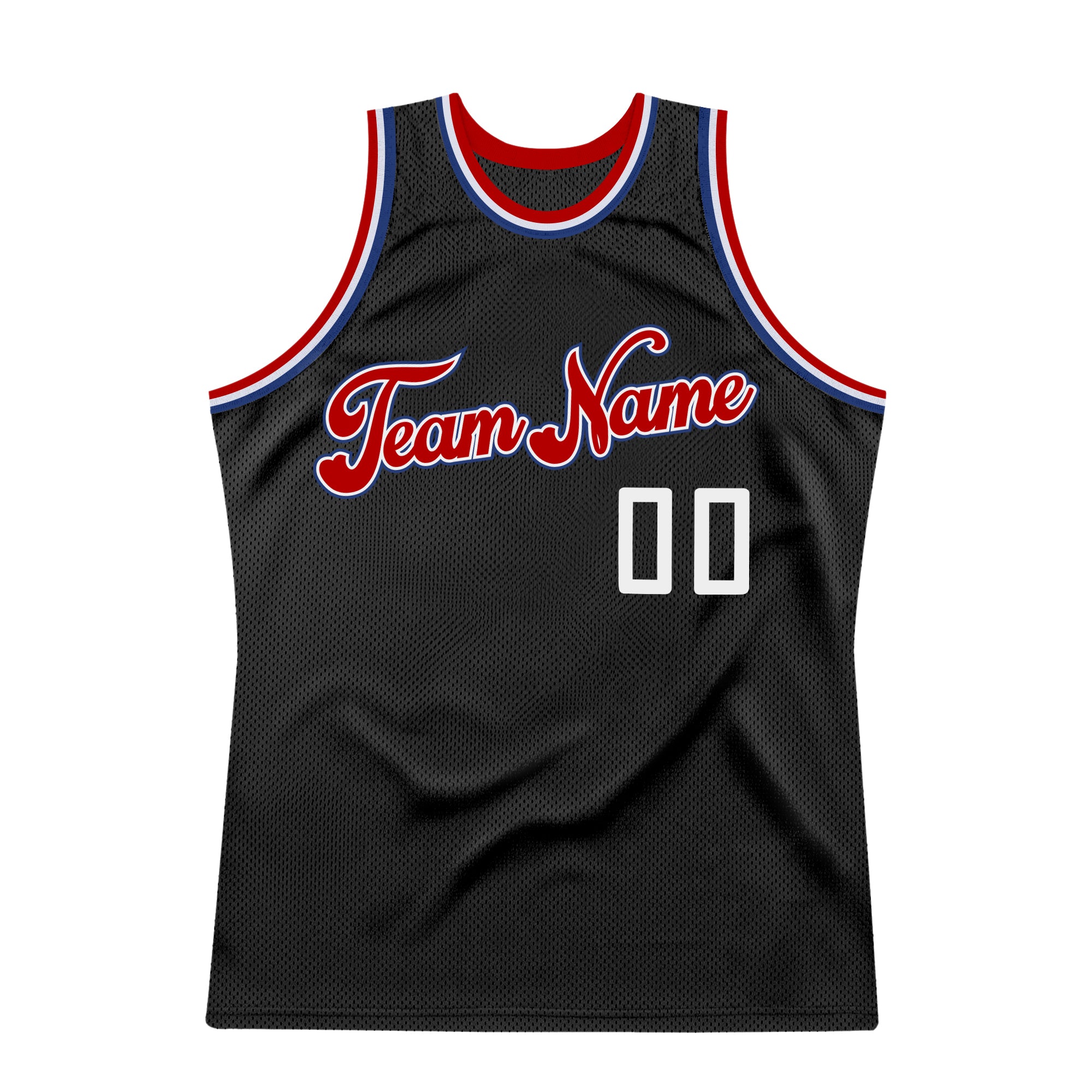 Custom Black White-Red Authentic Throwback Basketball Jersey