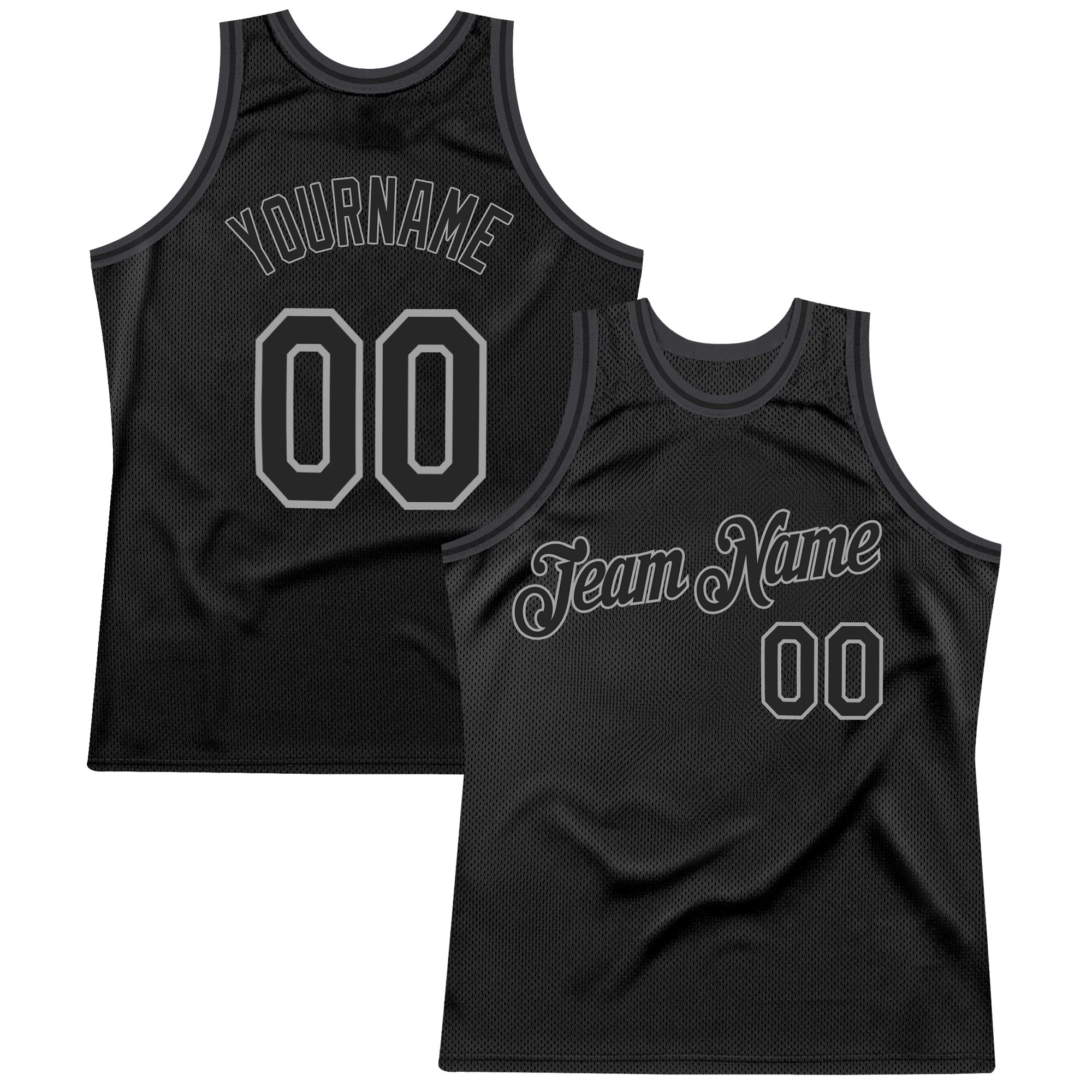 FANSIDEA Custom Silver Gray Black Round Neck Suit Basketball Jersey Youth Size:XL