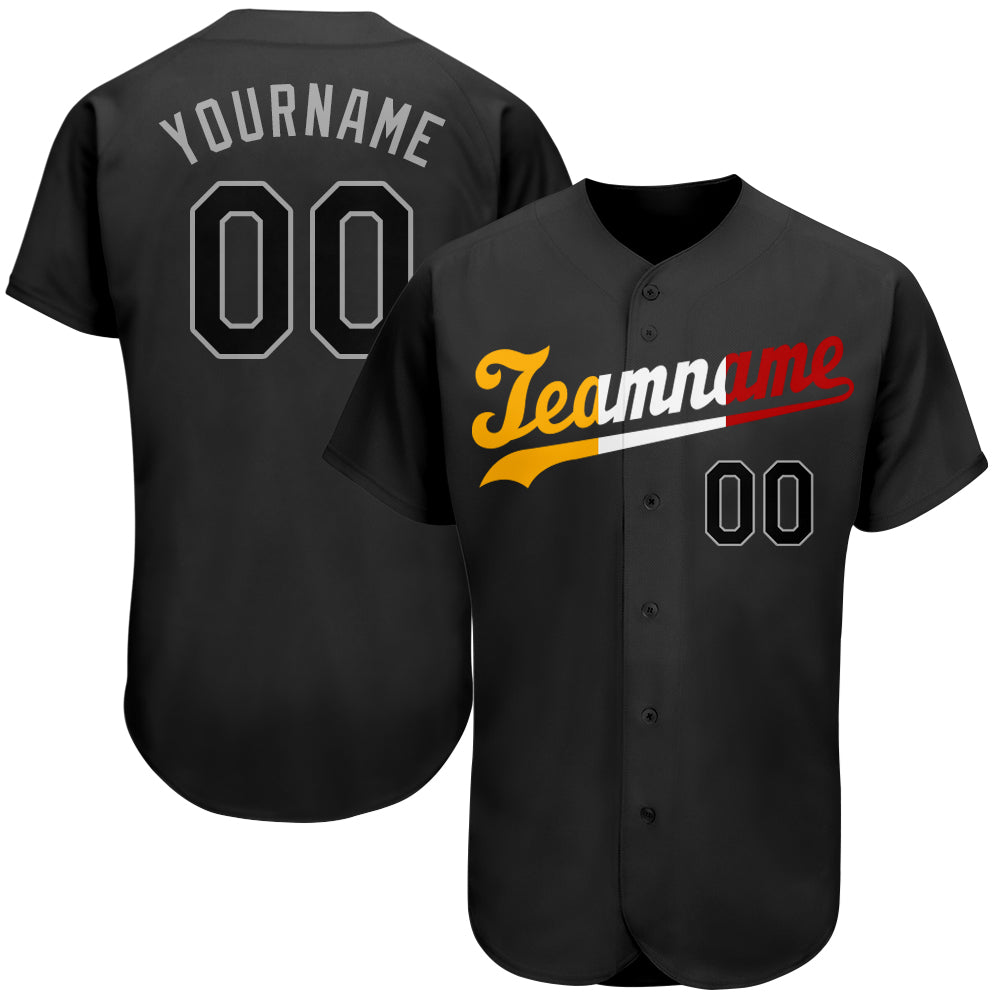 Custom Red Black-Gray Authentic Split Fashion Baseball Jersey Discount