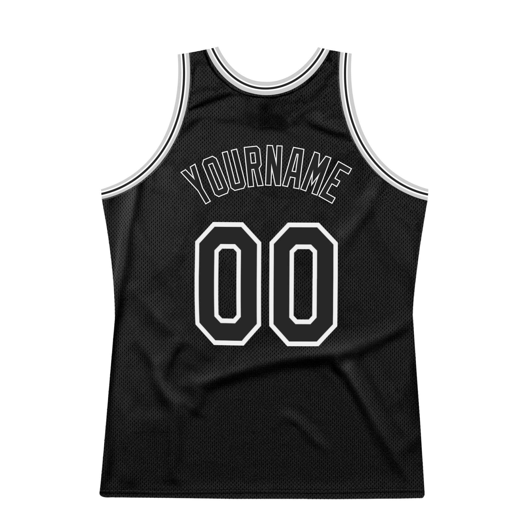 Custom Black Black-Gray Authentic Throwback Basketball Jersey