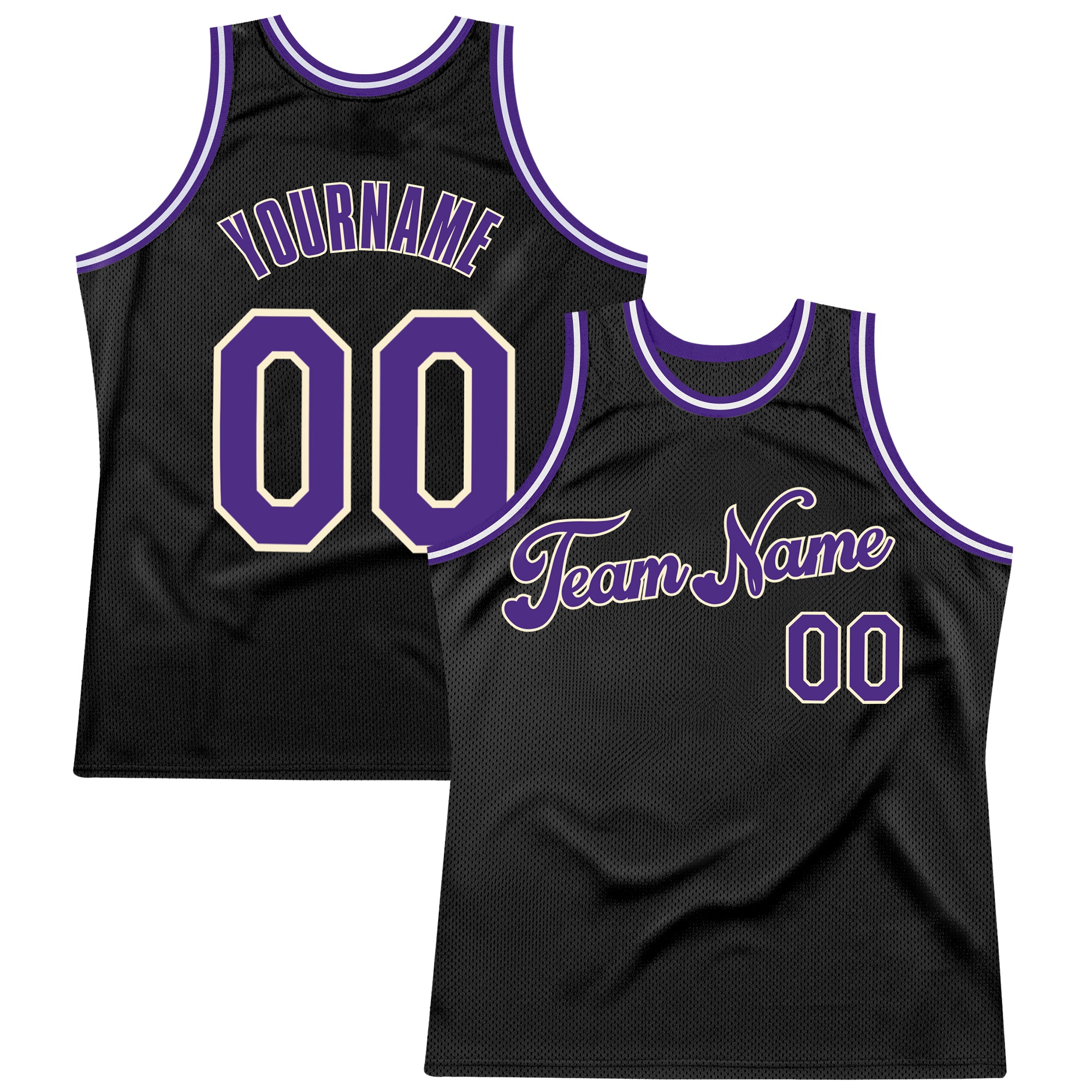Custom Basketball Jersey Black Purple-Gold Authentic Fade Fashion