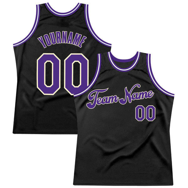 Custom Cream Purple-Black Authentic Throwback Basketball Jersey
