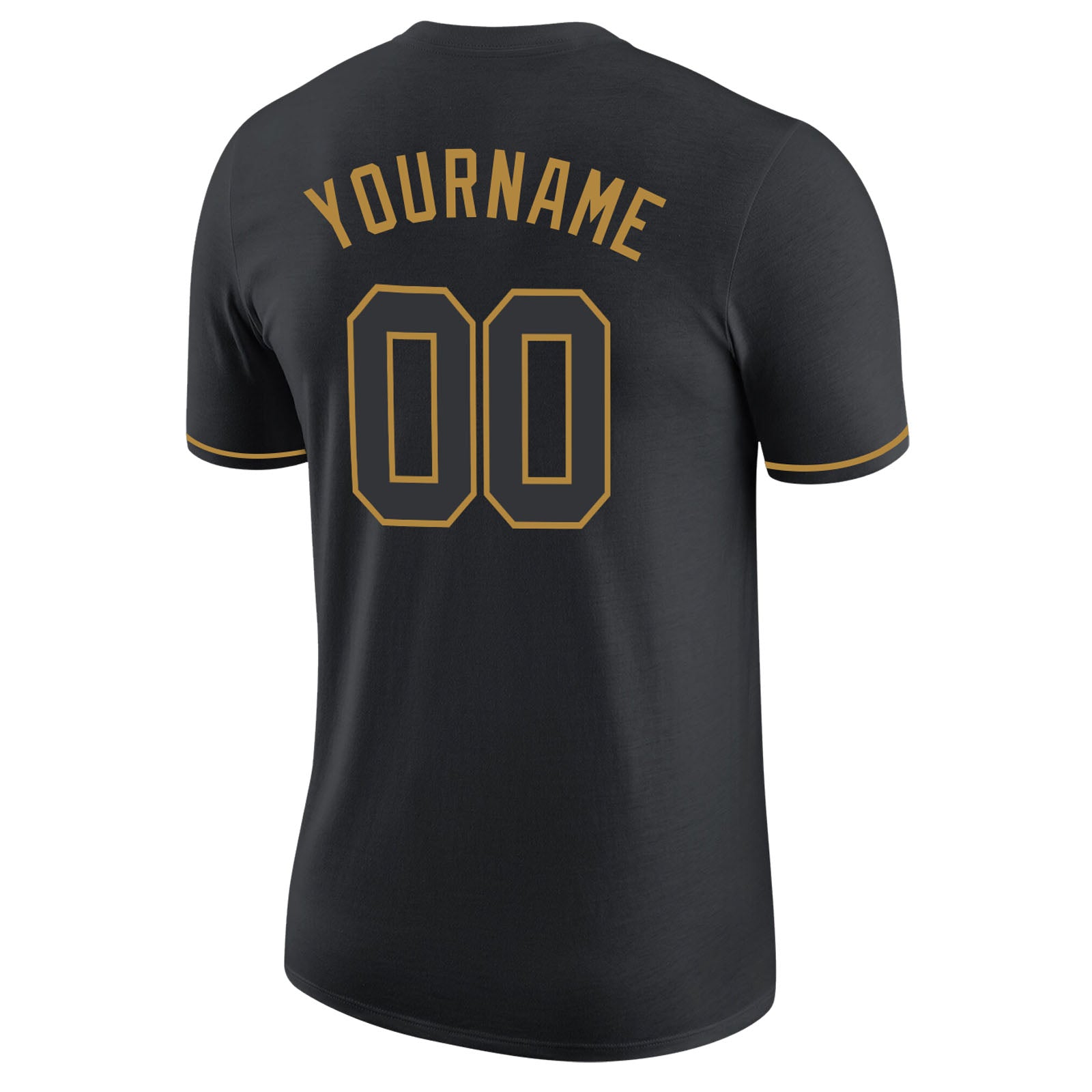 Custom Black Performance T-Shirt-Old Gold - FansIdea