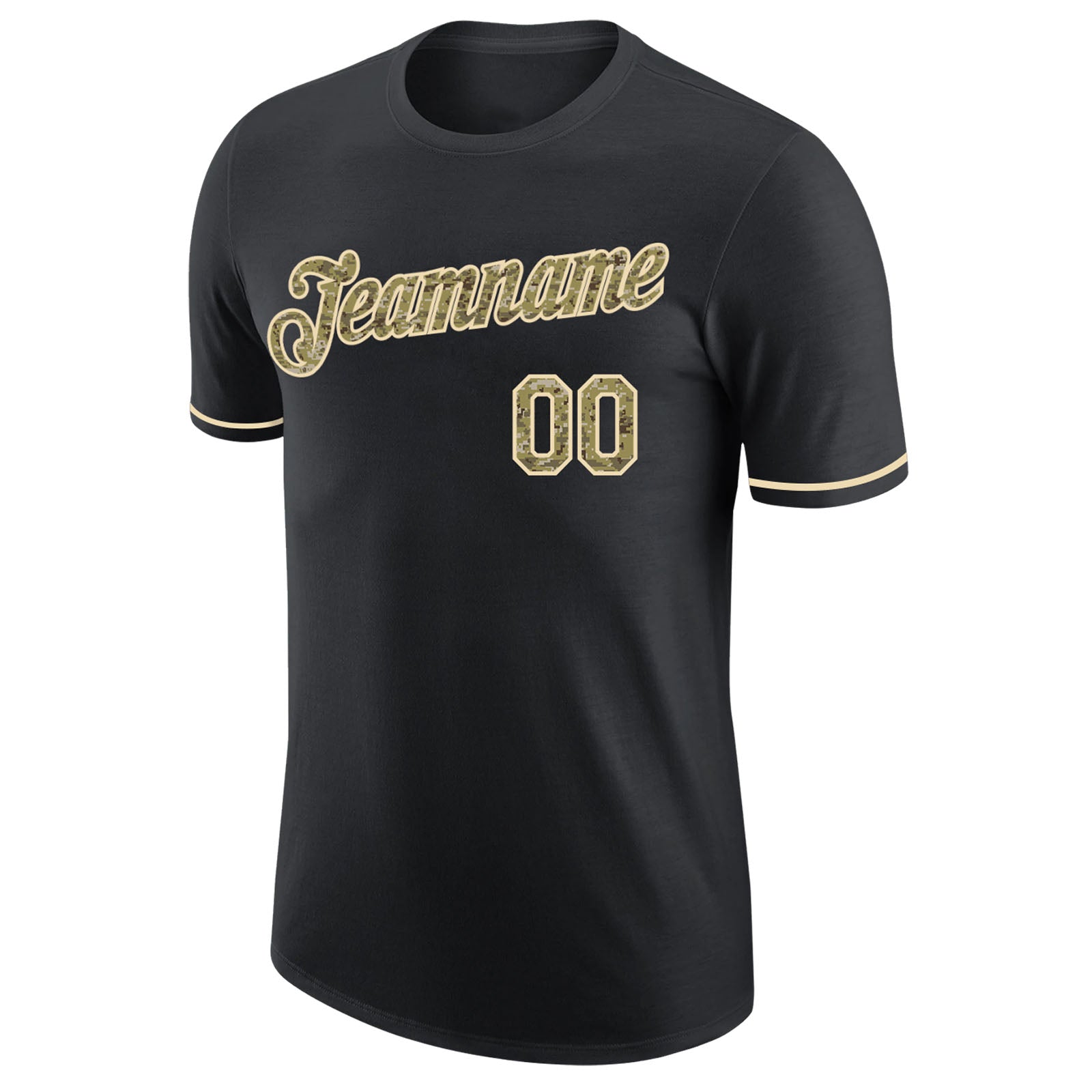 Custom Black Camo-Cream Performance T-Shirt