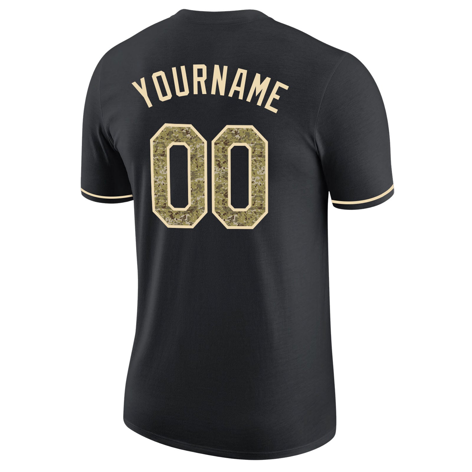 Custom Black Camo-Cream Performance T-Shirt