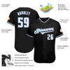 Custom Black White-Light Blue Authentic Baseball Jersey