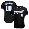 Custom Black White-Light Blue Authentic Baseball Jersey