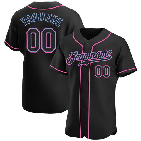 Custom Black Baseball Jersey-Pink Authentic - FansIdea