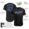 Custom Black White Pinstripe Royal-Red Authentic Baseball Jersey