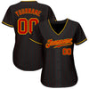 Custom Black Red Pinstripe Red-Gold Authentic Baseball Jersey