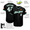 Custom Black White-Kelly Green Authentic Baseball Jersey