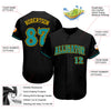 Custom Black Teal-Gold Authentic Baseball Jersey