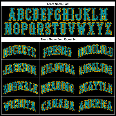 Custom Black Teal-Gold Authentic Baseball Jersey