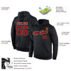 Custom Stitched Black Red-White Sports Pullover Sweatshirt Hoodie