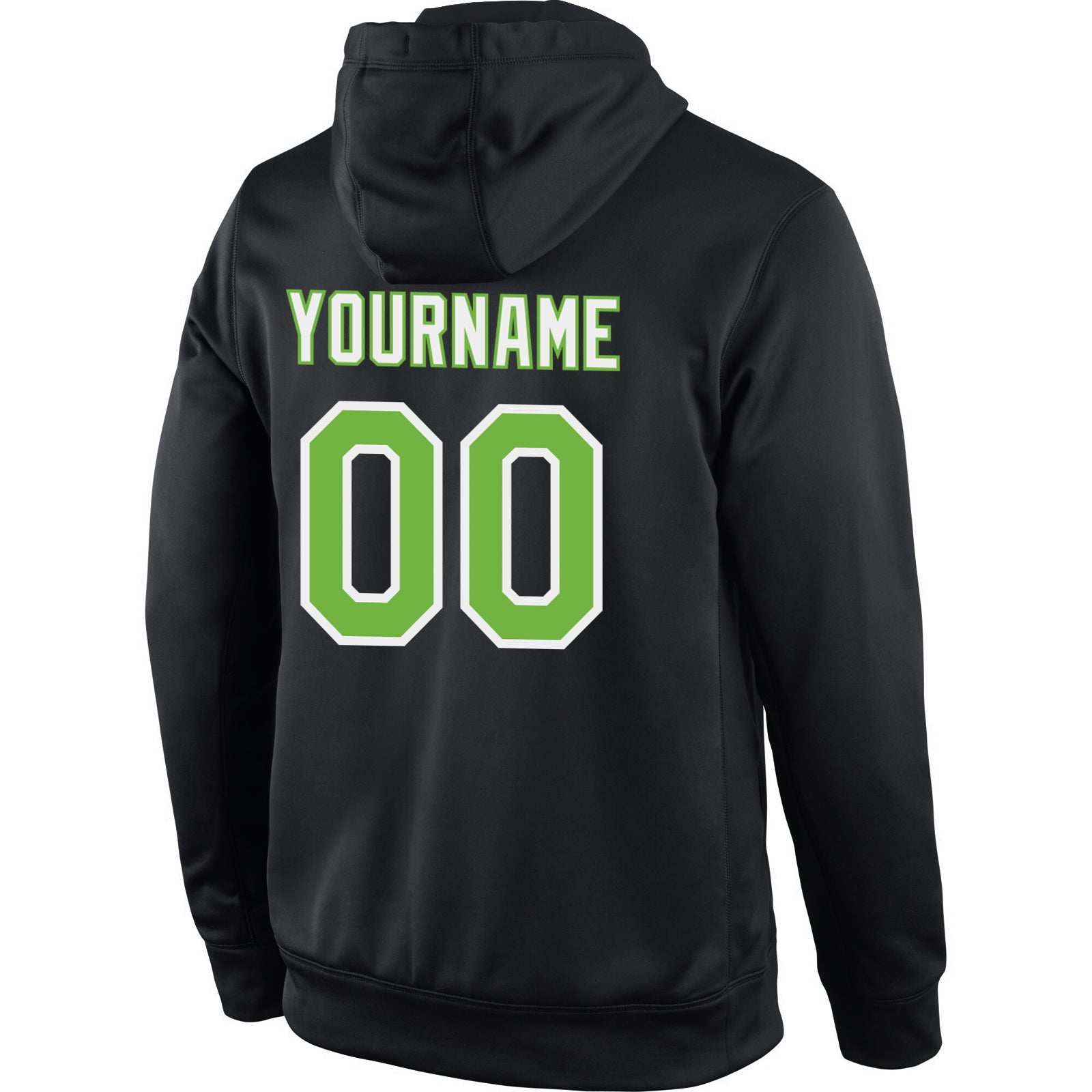 Custom Stitched Black Neon Green-White Sports Pullover Sweatshirt Hoodie