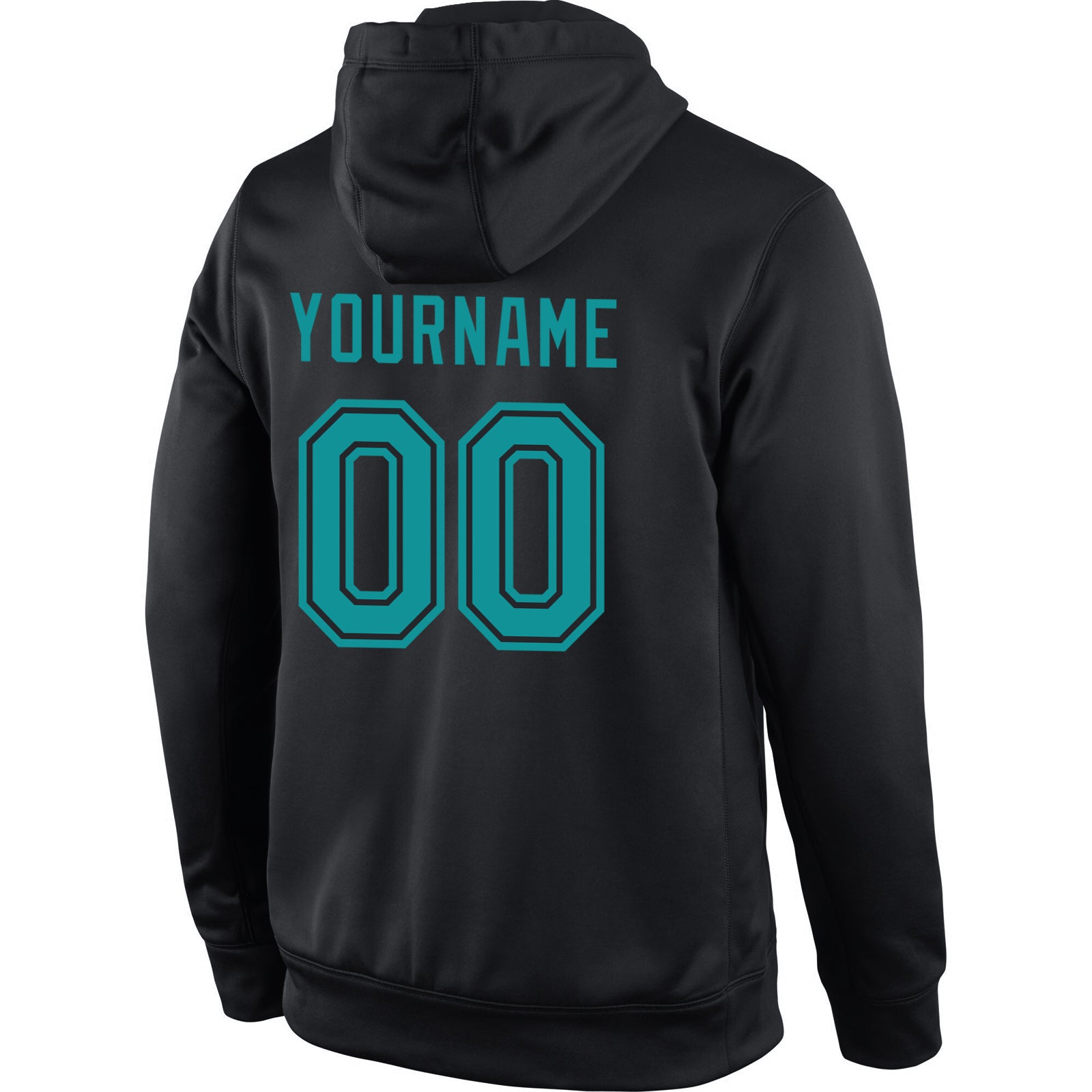 Custom Stitched Black Aqua Sports Pullover Sweatshirt Hoodie