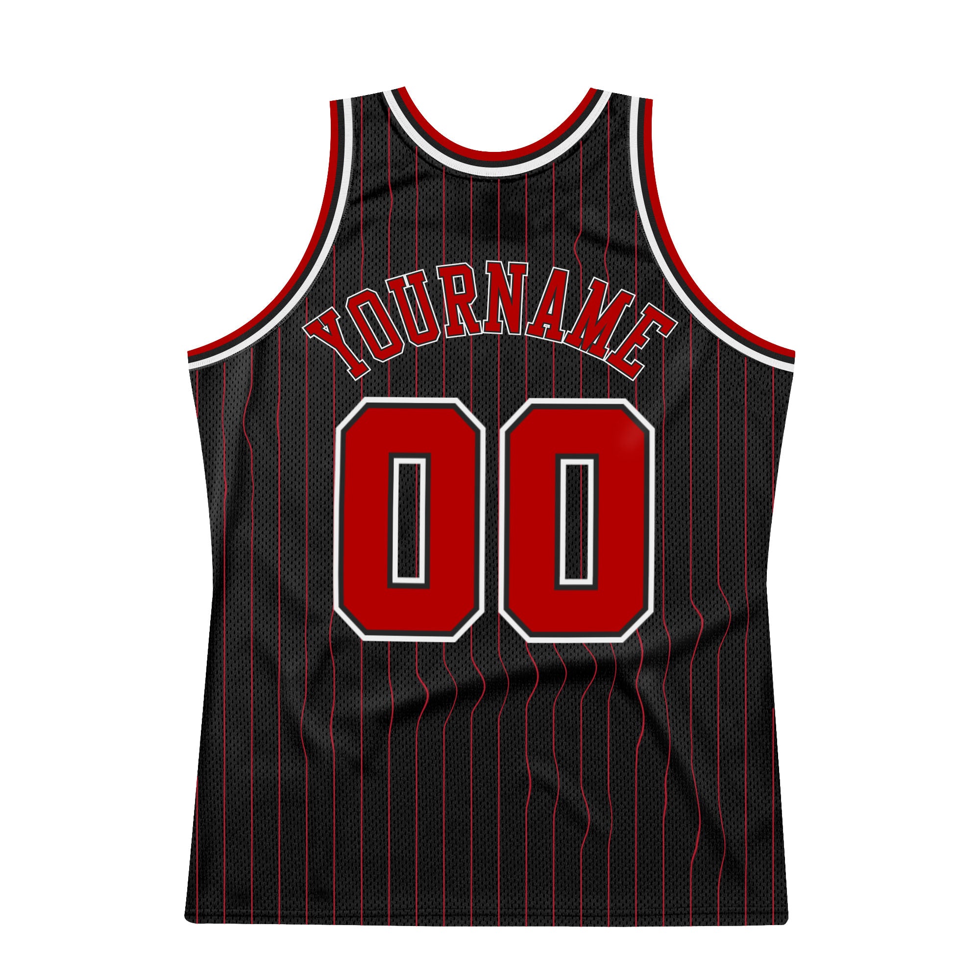 FIITG Custom Basketball Jersey Black Red Pinstripe Red-Cream Authentic Youth Size:L
