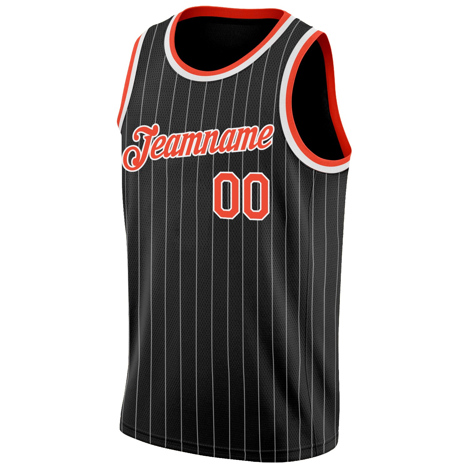 Custom Black White Pinstripe Orange-White Authentic Basketball Jersey