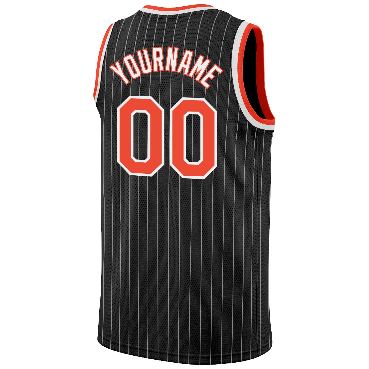 Custom Black White Pinstripe Orange-White Authentic Basketball Jersey