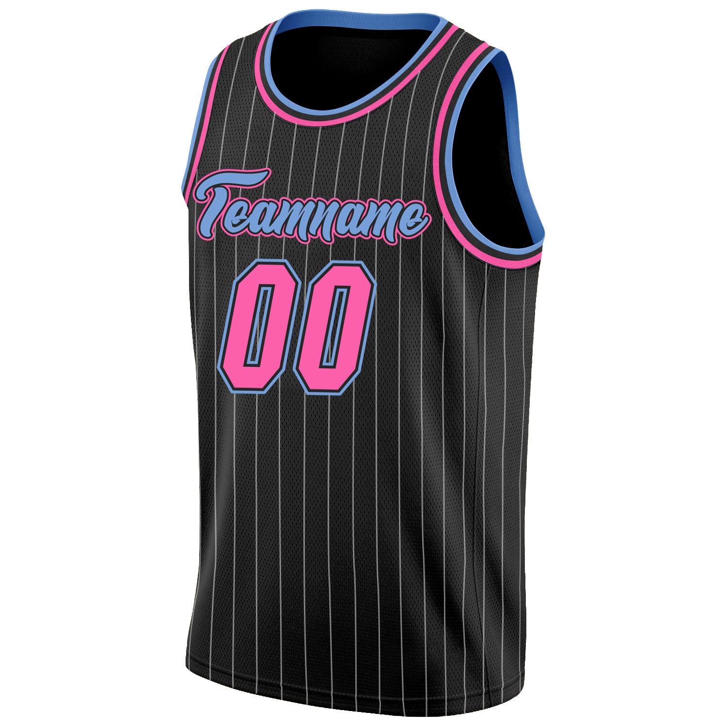 FANSIDEA Custom Black White Pinstripe Pink-Light Blue Authentic Basketball Jersey Men's Size:M