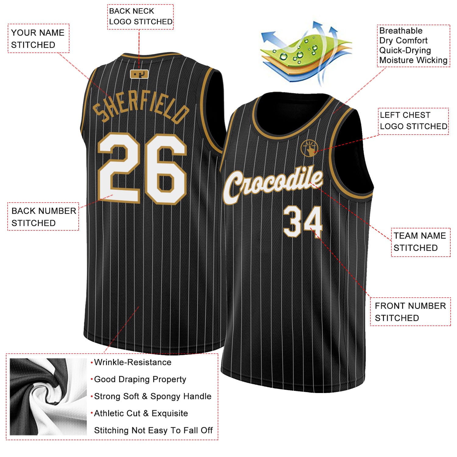 FANSIDEA Custom Silver Gray Gold-Black Authentic Throwback Basketball Jersey Youth Size:S