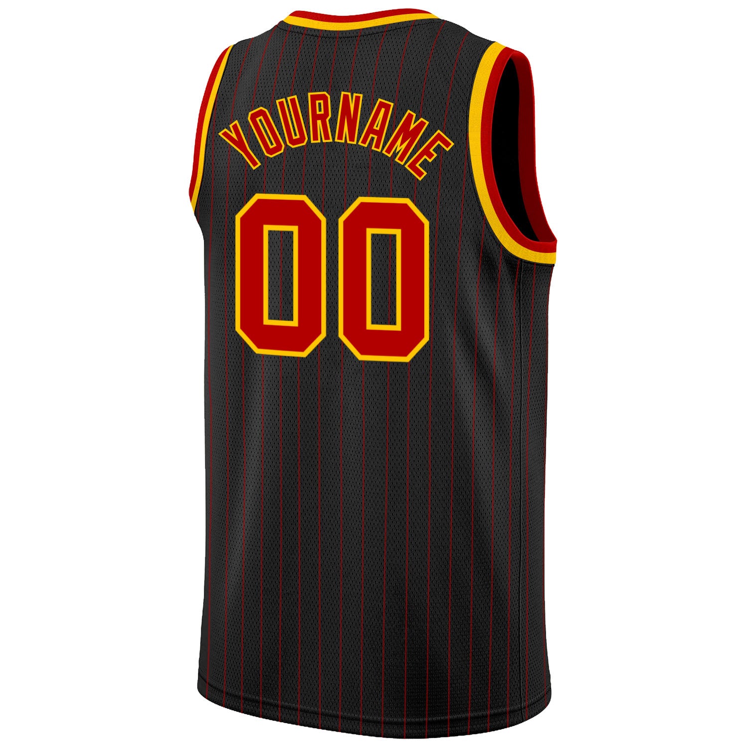 Custom Red Gold Pinstripe Gold-Black Authentic Throwback Basketball Jersey  Discount