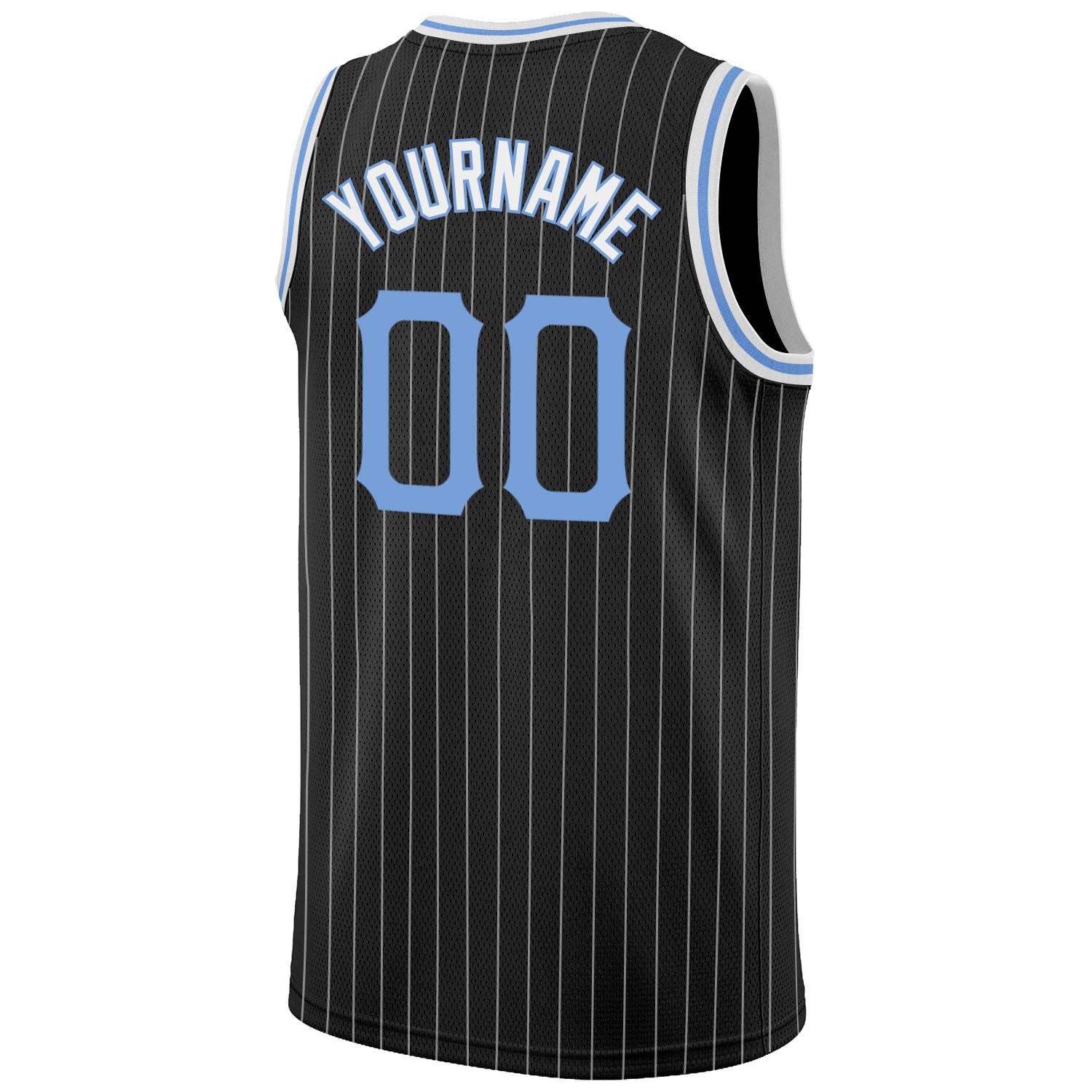 Custom Black White Pinstripe Light Blue-White Authentic Basketball Jersey