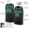 Custom Black White Pinstripe Kelly Green-White Authentic Basketball Jersey