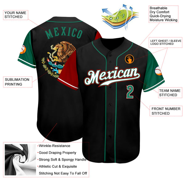 Design Mexico Baseball Jersey Fans Cheerlead Pullover Sewn Custom 2023  Black