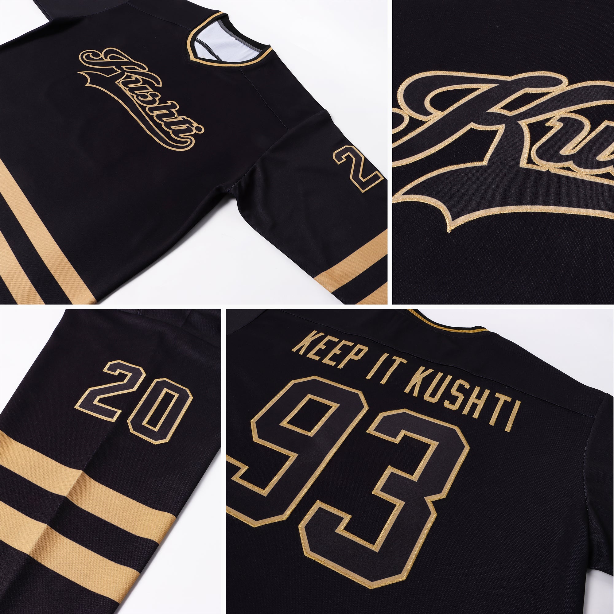 Custom Teal Black-Old Gold Hockey Jersey Sale – UKSN INC