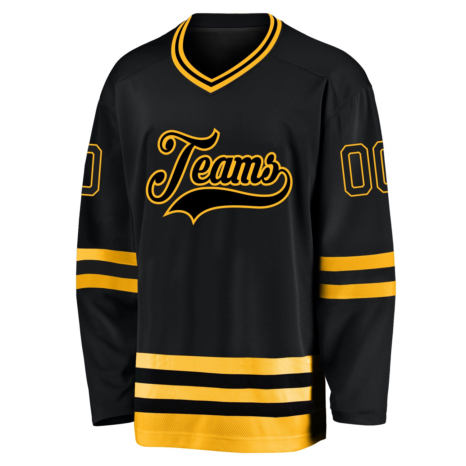 Custom Teal Black-Old Gold Hockey Jersey Discount