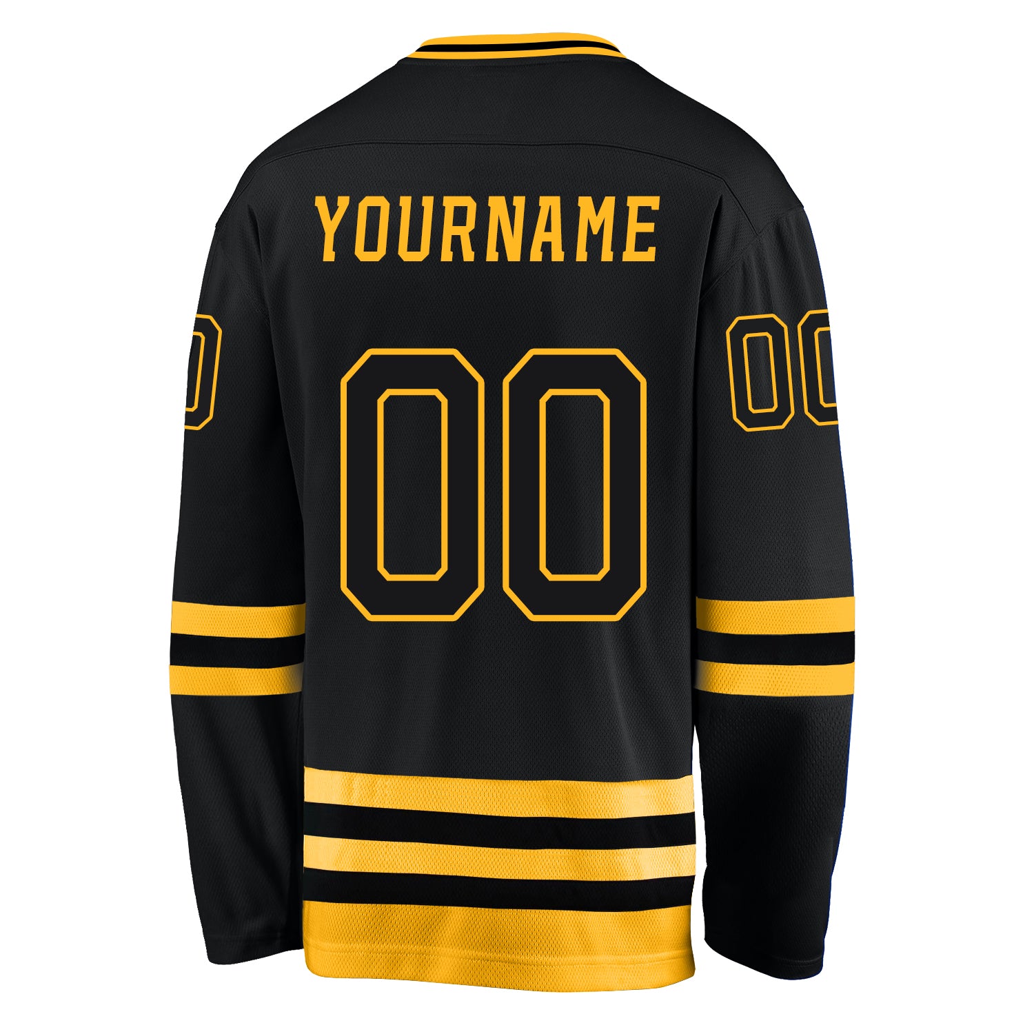 Custom Black Black-Gold Hockey Jersey