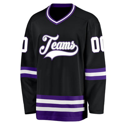 Custom Purple Gray Black-White Hockey Jersey Clearance – FanCustom