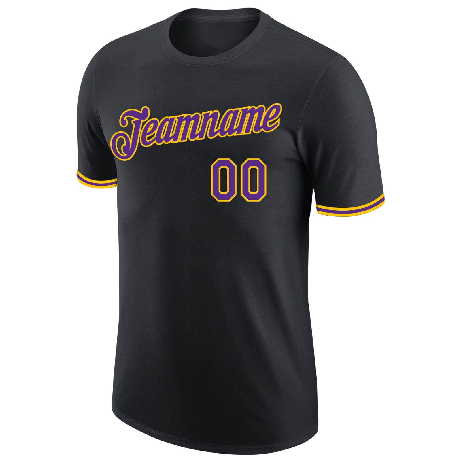 Custom Black Purple-Gold Performance T-Shirt