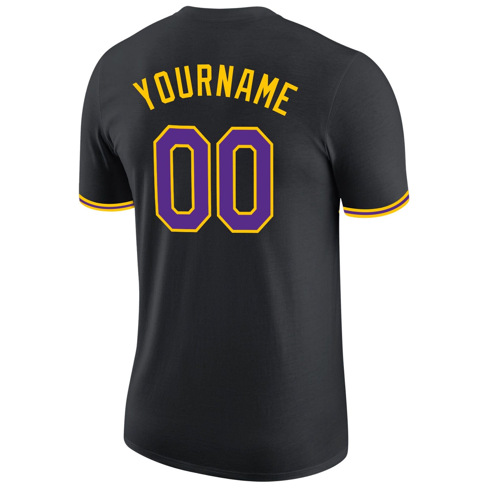 Custom Black Purple-Gold Performance T-Shirt