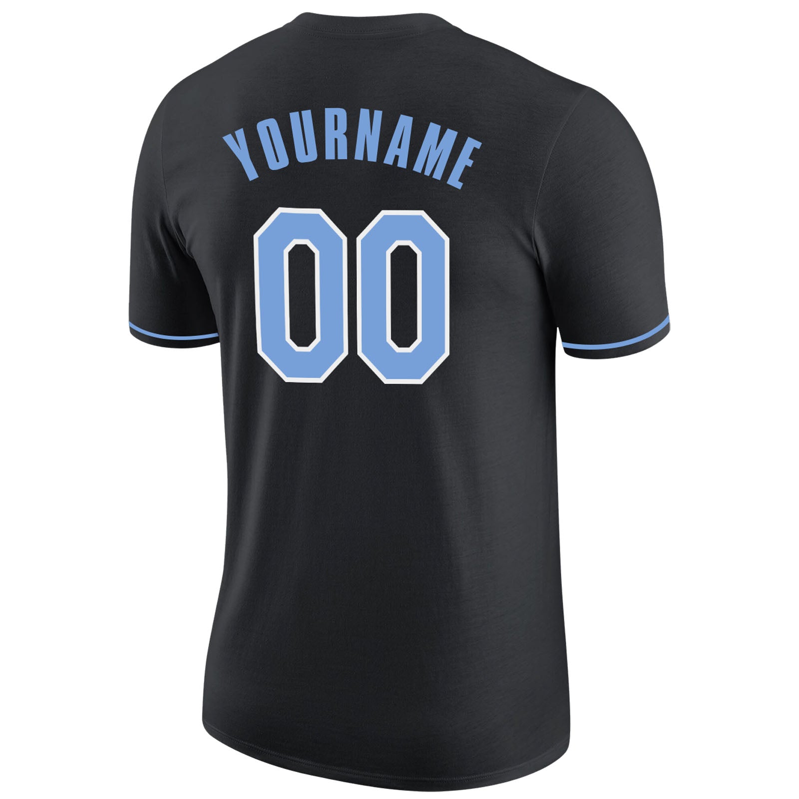 Custom Black Light Blue-White Performance T-Shirt