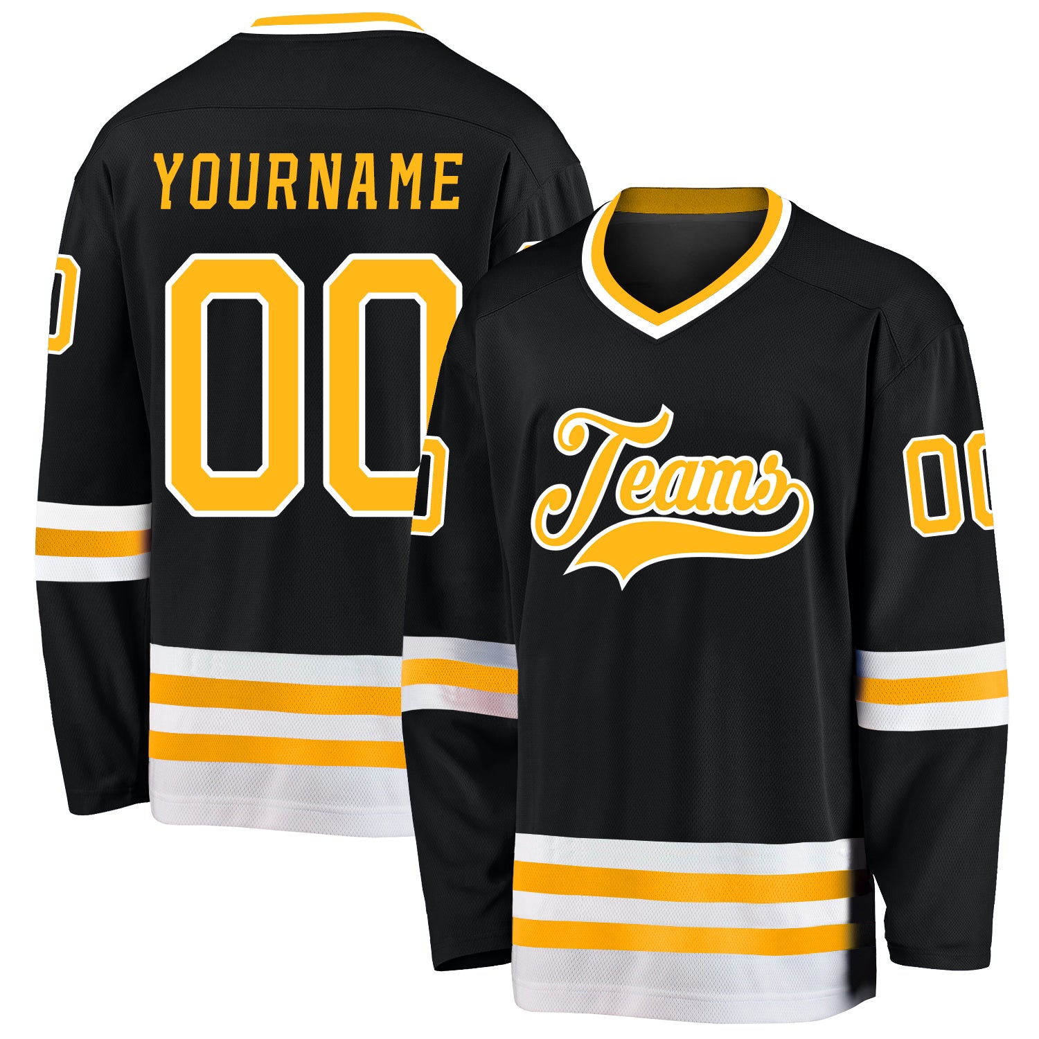 Black and store gold hockey jersey