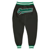 Custom Black Kelly Green-White Sports Pants