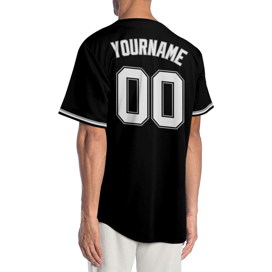 Custom Black White-Gray Authentic Baseball Jersey