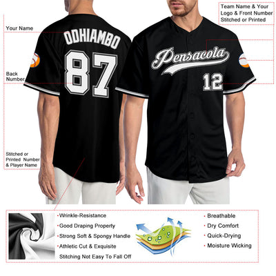 Custom Black White-Gray Authentic Baseball Jersey