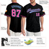 Custom Black Pink-Light Blue Authentic Baseball Jersey