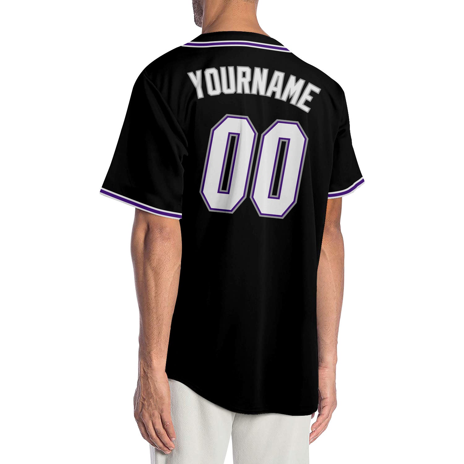 Custom Black White-Purple Authentic Baseball Jersey Youth Size:S