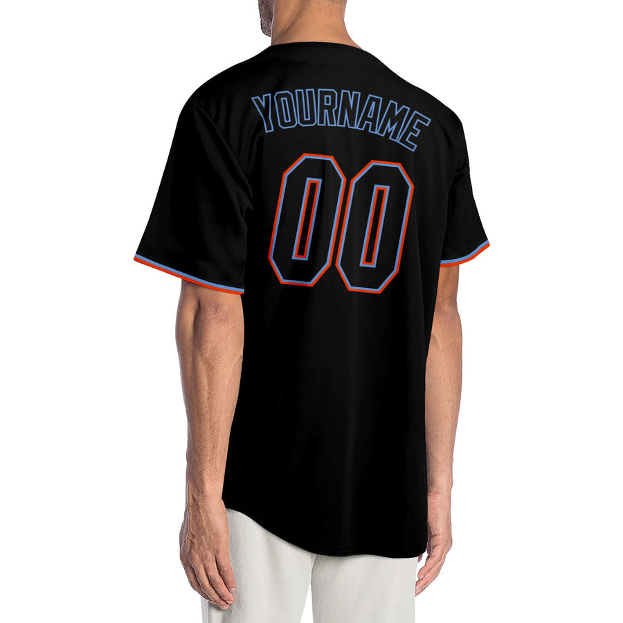 Custom Black Black-Orange Authentic Baseball Jersey